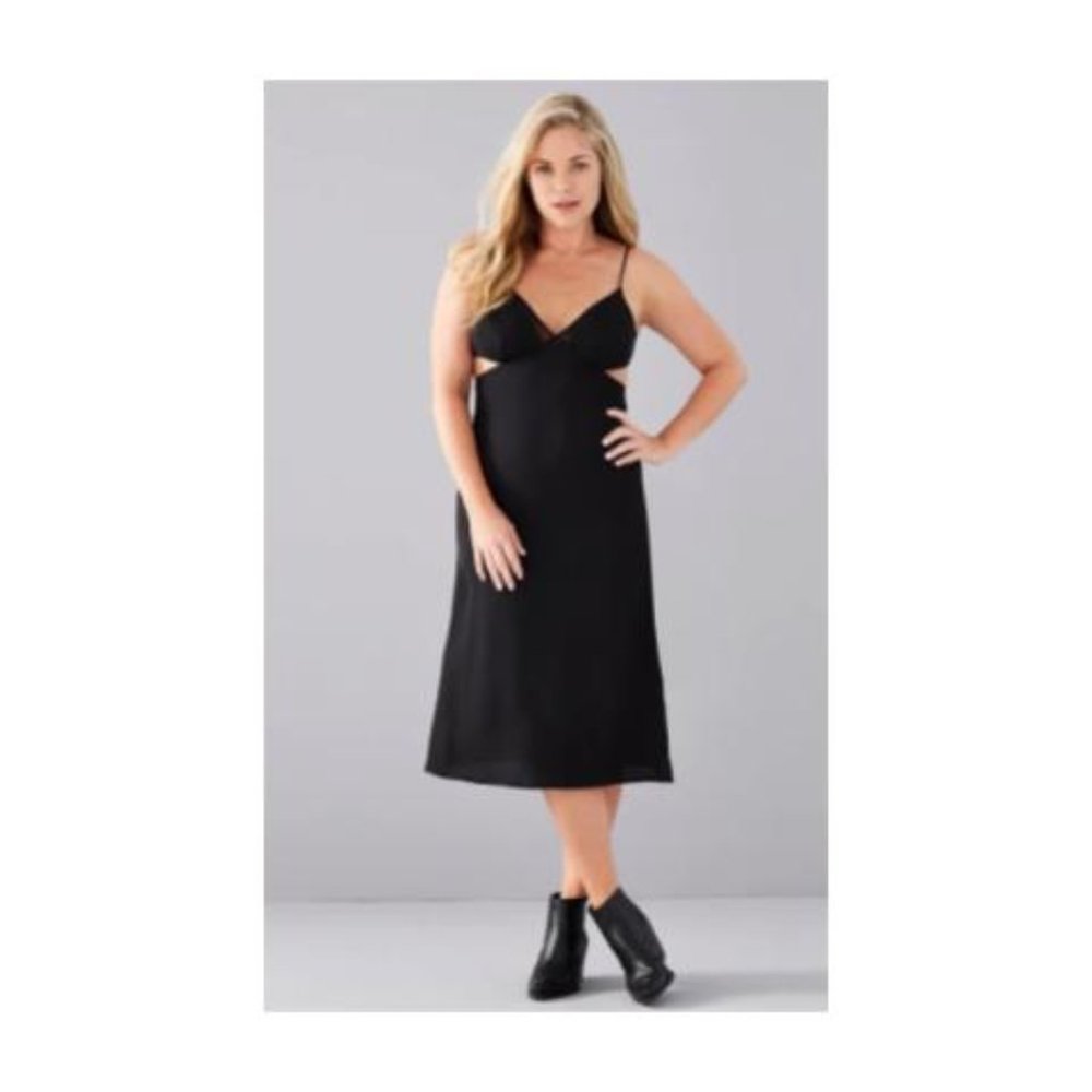Satin Sleep Dress, Black, 8
